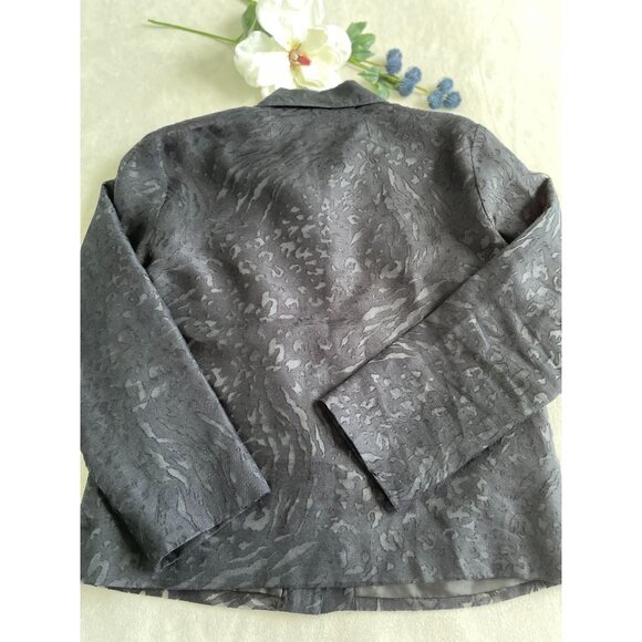 Multiples Black Long-Sleeve Button-Up Top Jacket Abstract Pattern M Whimsigoth - Picture 3 of 10